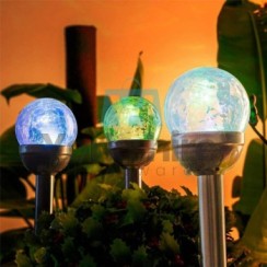 Stainless Steel Crackle Glass Ball Garden Lights